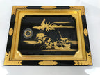 Japanese Buddhist Altar Lacquer Wood Sliding Doors Brass Black Gold Makie BP23