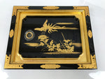 Japanese Buddhist Altar Lacquer Wood Sliding Doors Brass Black Gold Makie BP23