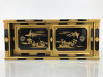 Japanese Buddhist Altar Lacquer Wood Sliding Doors Brass Black Gold Makie BP23