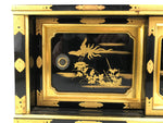 Japanese Buddhist Altar Lacquer Wood Sliding Doors Brass Black Gold Makie BP23