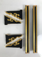 Japanese Buddhist Altar Lacquer Wood Spare Decorative Part 6pc Gold Black BP34