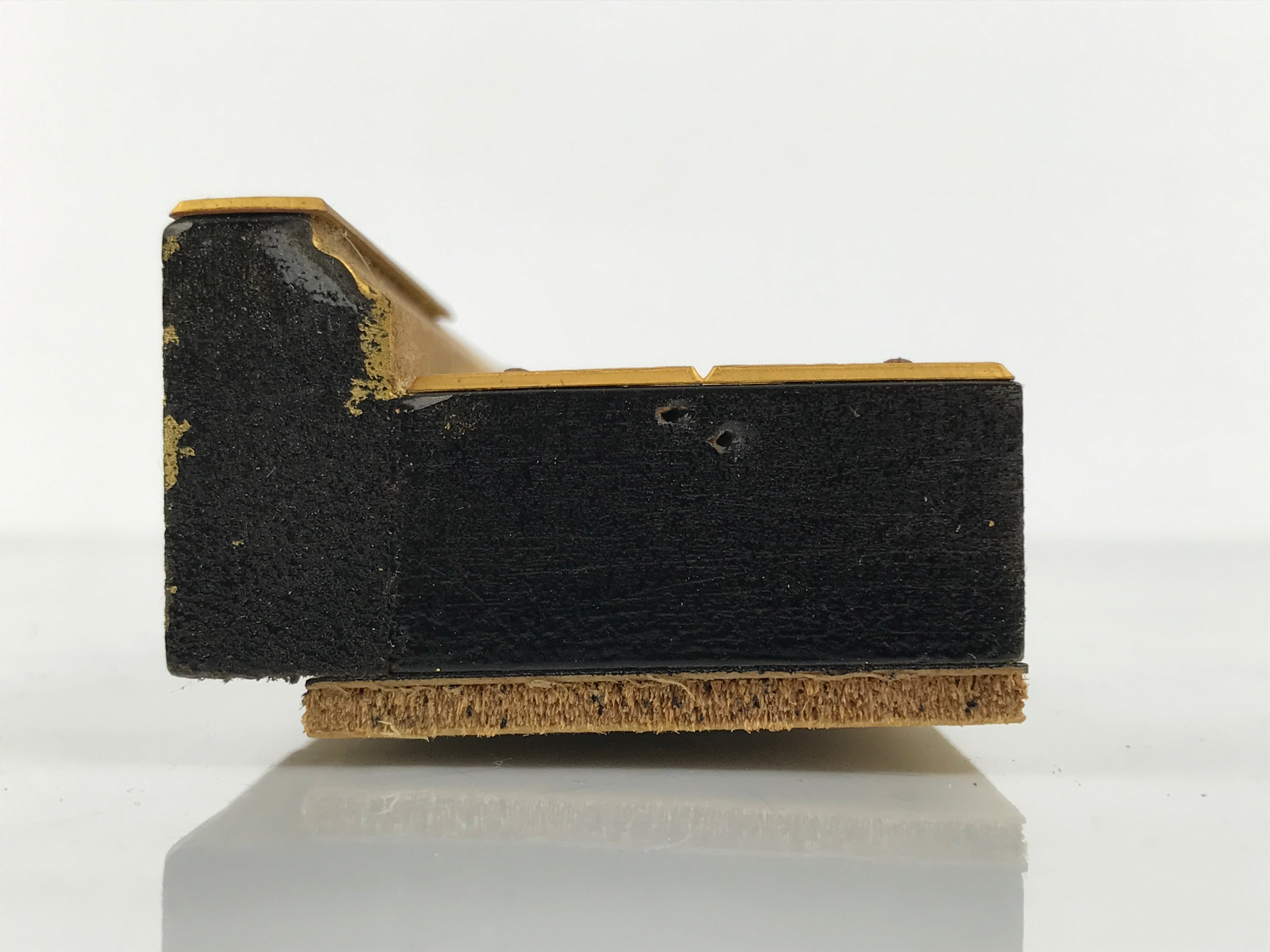 Japanese Buddhist Altar Lacquer Wood Spare Part Border Piece Brass Floral BP9
