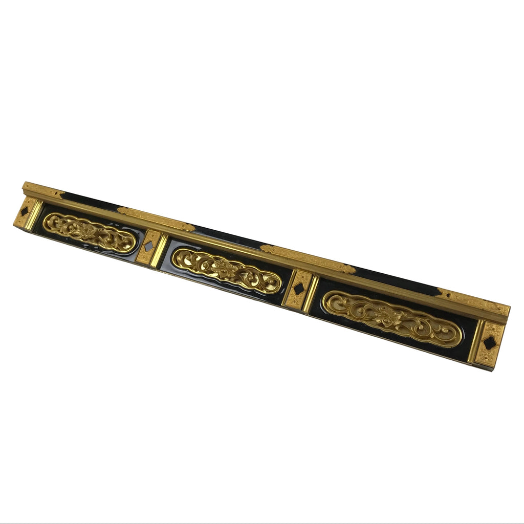 Japanese Buddhist Altar Lacquer Wood Spare Part Border Piece Brass Floral BP9