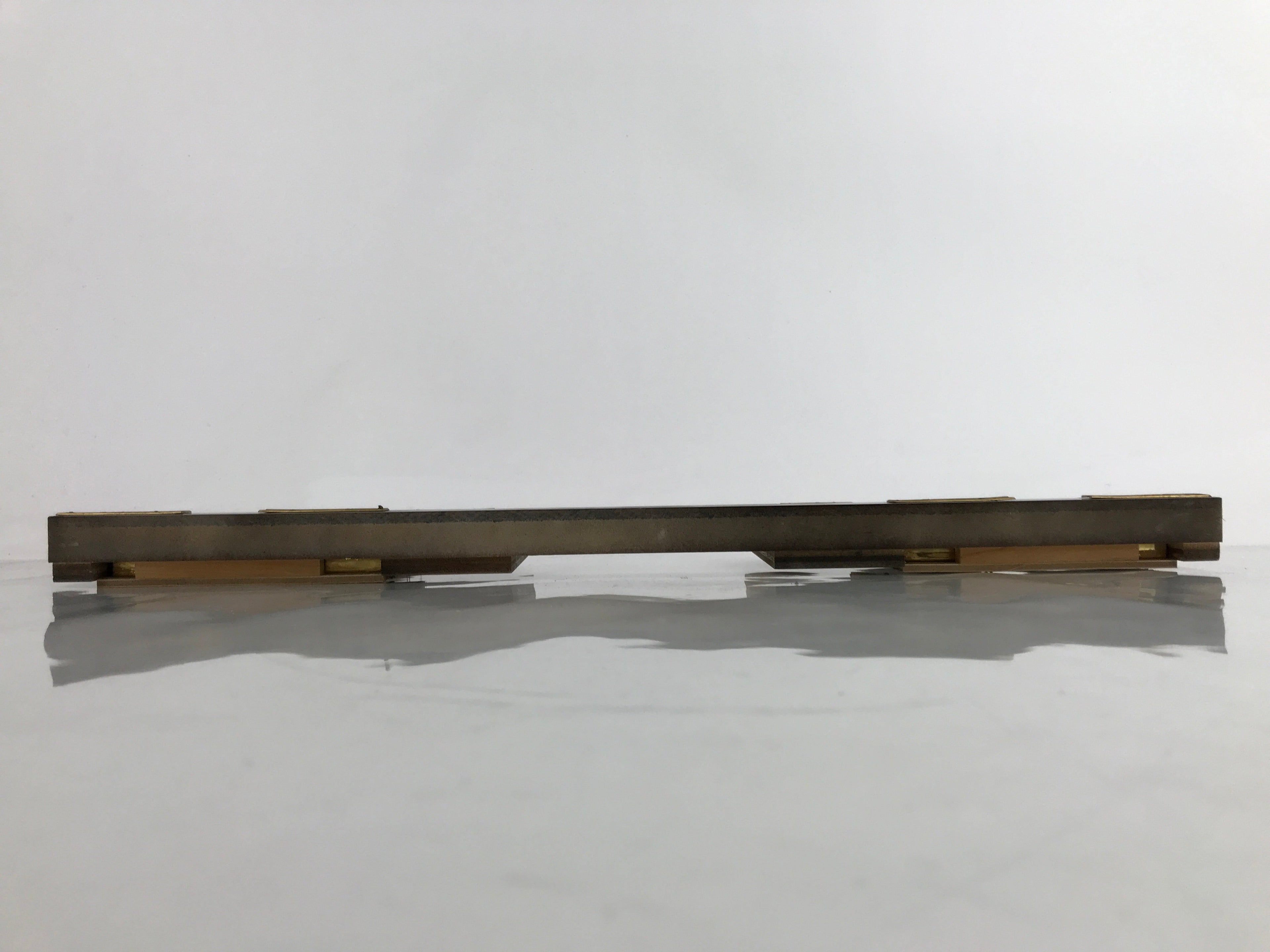 Japanese Buddhist Altar Lacquer Wood Spare Part Vtg Base Piece Brass Black BA431
