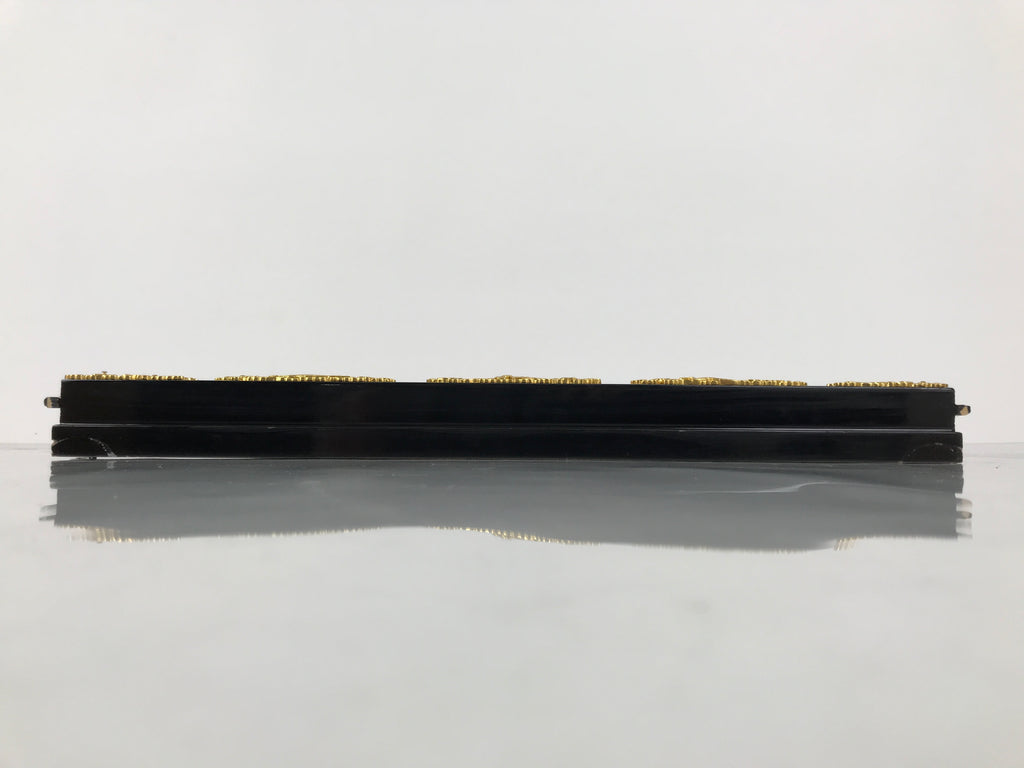 Japanese Buddhist Altar Lacquer Wood Spare Part Vtg Base Piece Brass Cranes BP6