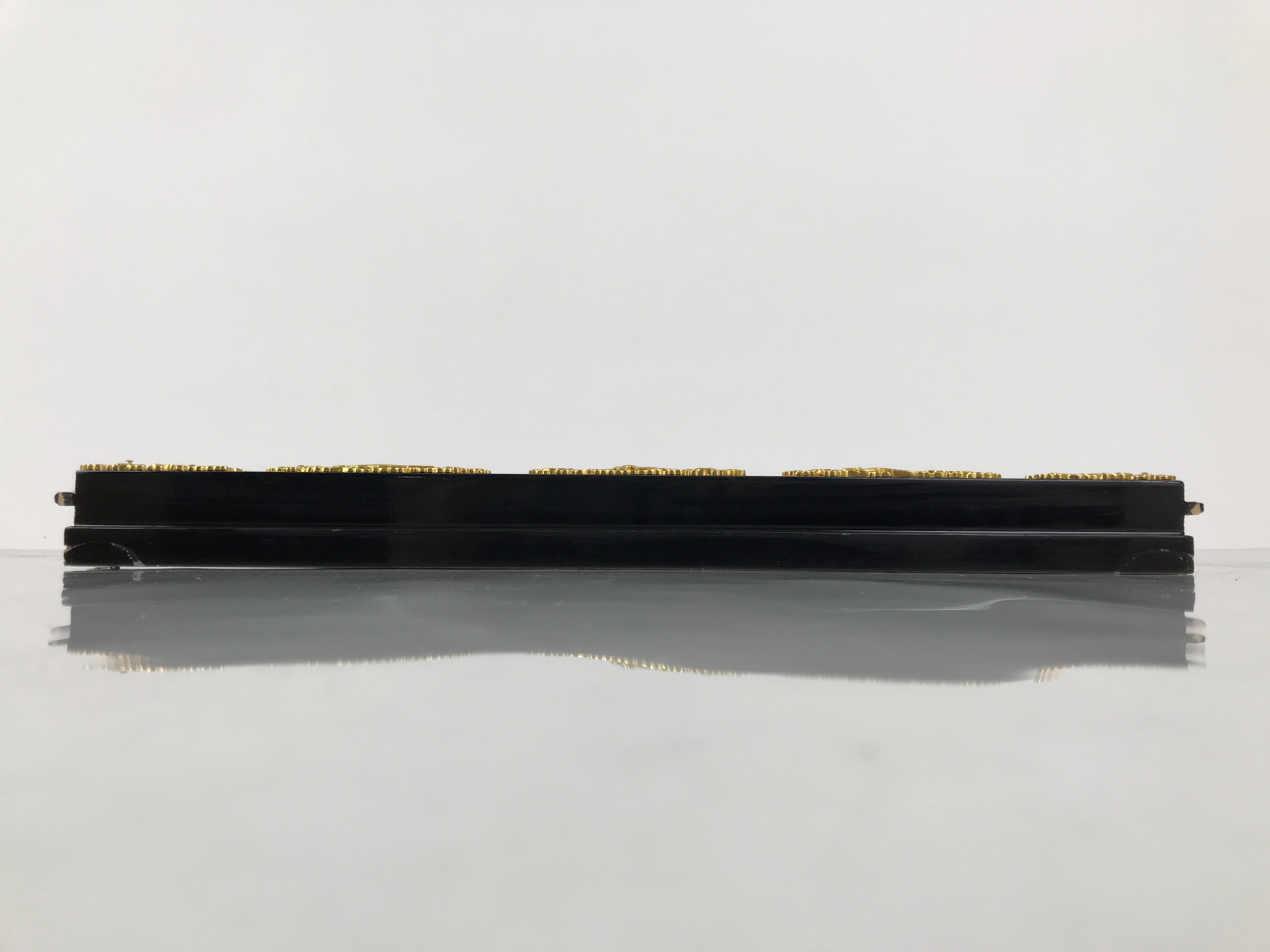 Japanese Buddhist Altar Lacquer Wood Spare Part Vtg Base Piece Brass Cranes BP6