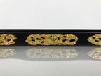 Japanese Buddhist Altar Lacquer Wood Spare Part Vtg Base Piece Brass Cranes BP6