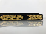 Japanese Buddhist Altar Lacquer Wood Spare Part Vtg Base Piece Brass Cranes BP6