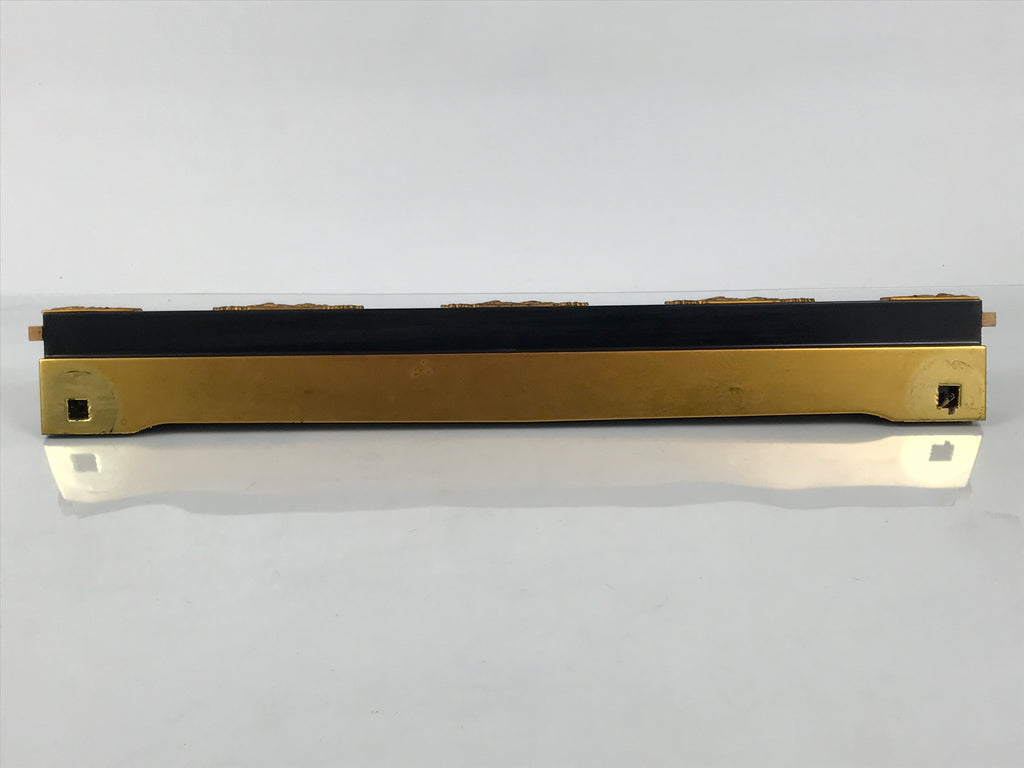 Japanese Buddhist Altar Lacquer Wood Spare Part Vtg Base Piece Brass Cranes BP8