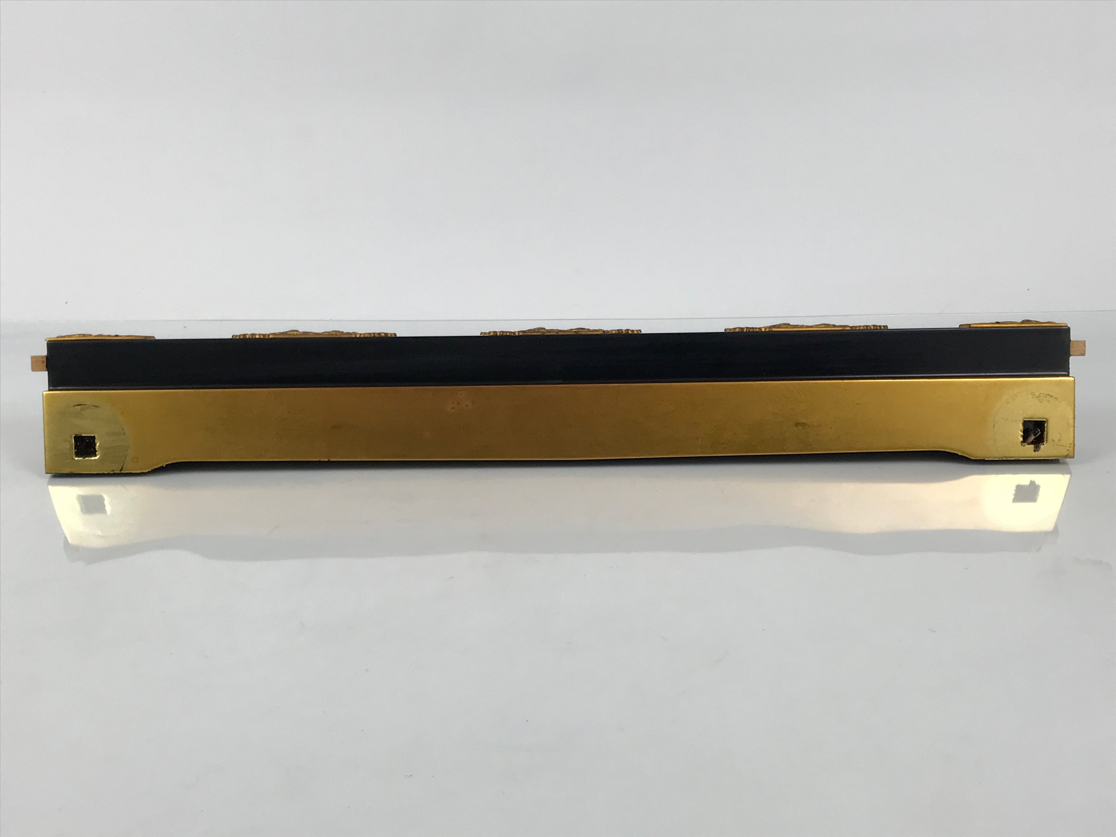 Japanese Buddhist Altar Lacquer Wood Spare Part Vtg Base Piece Brass Cranes BP8