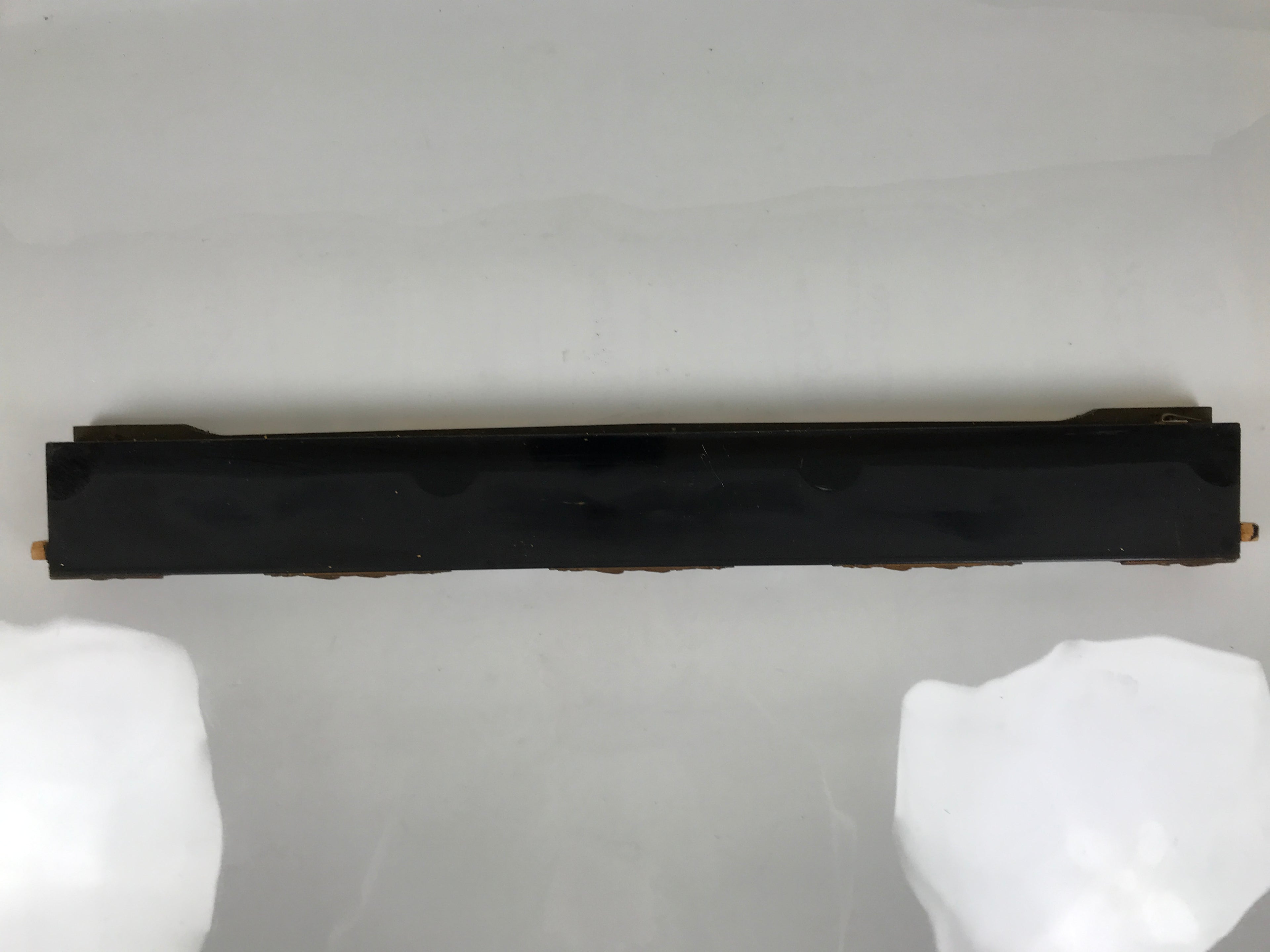 Japanese Buddhist Altar Lacquer Wood Spare Part Vtg Base Piece Brass Cranes BP8