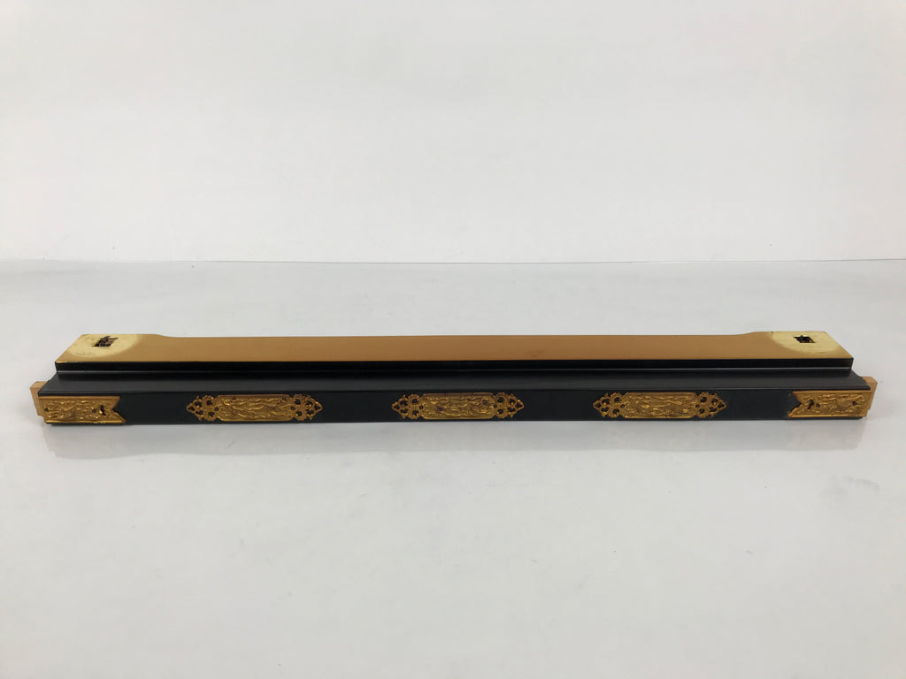 Japanese Buddhist Altar Lacquer Wood Spare Part Vtg Base Piece Brass Cranes BP8