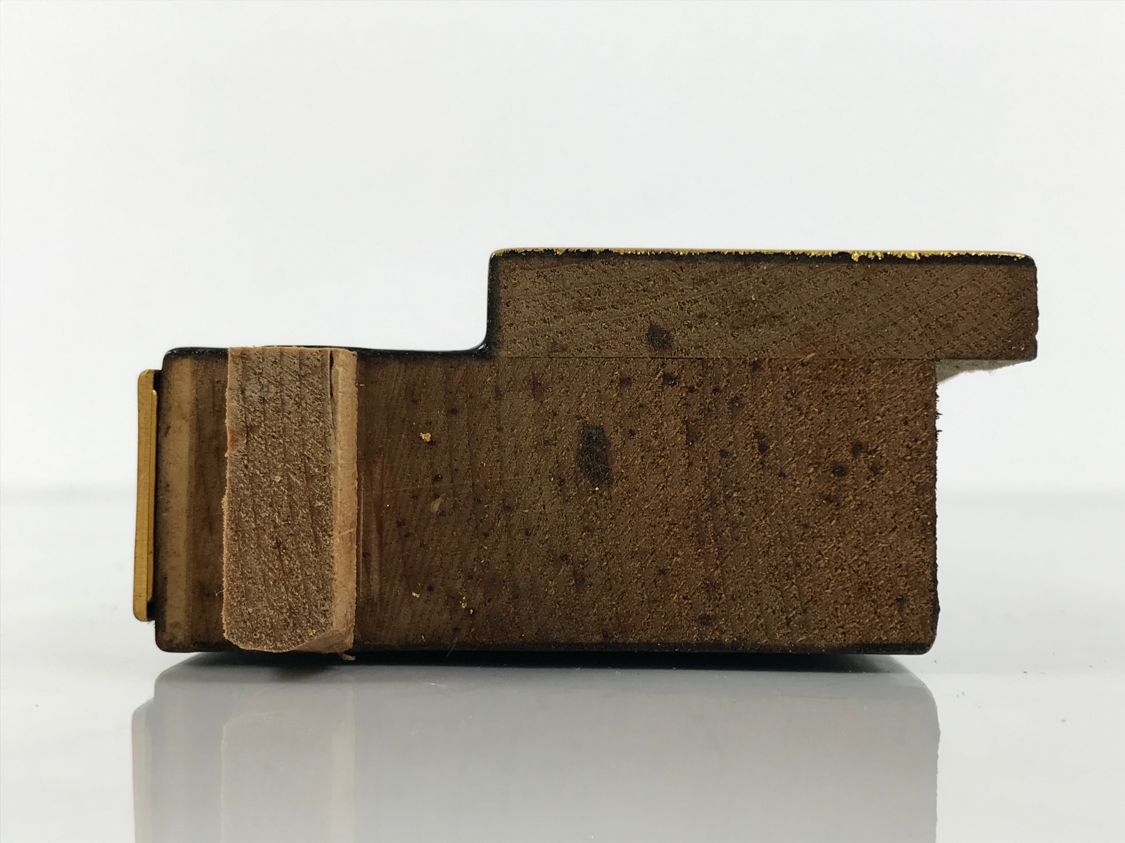 Japanese Buddhist Altar Lacquer Wood Spare Part Vtg Base Piece Brass Cranes BP8
