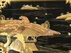 Japanese Buddhist Altar Lacquered Door Panel Vtg Gilt Makie Scenery Gold BA233