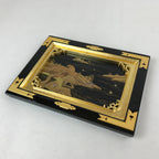 Japanese Buddhist Altar Lacquered Door Panel Vtg Gilt Makie Scenery Gold BA233