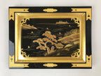 Japanese Buddhist Altar Lacquered Door Panel Vtg Gilt Makie Scenery Gold BA234