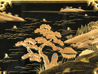 Japanese Buddhist Altar Lacquered Door Panel Vtg Gilt Makie Scenery Gold BA234