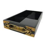 Japanese Buddhist Altar Lacquered Drawer Brass Black Gold Bellflower Makie BP25
