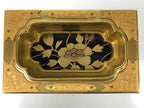Japanese Buddhist Altar Lacquered Drawer Vtg Black Gold Makie Peony Botan BA576