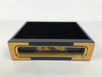 Japanese Buddhist Altar Lacquered Drawer Vtg Brass Black Gold Ducks Makie BP28