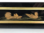 Japanese Buddhist Altar Lacquered Drawer Vtg Brass Black Gold Ducks Makie BP28