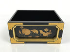 Japanese Buddhist Altar Lacquered Drawer Vtg Brass Black Gold Lotus Makie BP29