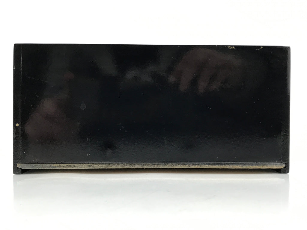 Japanese Buddhist Altar Lacquered Drawer Vtg Brass Black Gold Lotus Makie BP29