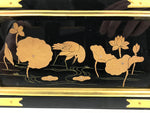 Japanese Buddhist Altar Lacquered Drawer Vtg Brass Black Gold Lotus Makie BP29