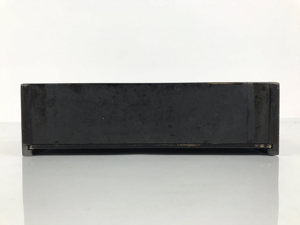 Japanese Buddhist Altar Lacquered Drawer Vtg Brass Black Gold Wheel Makie BP26