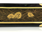 Japanese Buddhist Altar Lacquered Drawer Vtg Brass Black Gold Wheel Makie BP26