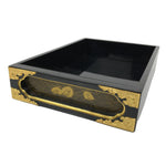 Japanese Buddhist Altar Lacquered Drawer Vtg Brass Black Gold Wheel Makie BP26