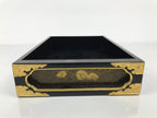 Japanese Buddhist Altar Lacquered Drawer Vtg Brass Black Gold Wheel Makie BP27