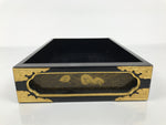 Japanese Buddhist Altar Lacquered Drawer Vtg Brass Black Gold Wheel Makie BP27