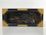 Japanese Buddhist Altar Lacquered Drawer Vtg Brass Gilt Pond Swan Gold BA281