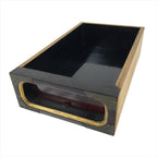 Japanese Buddhist Altar Lacquered Drawer Vtg Gilt Gold Bronze Plates Brown BA284