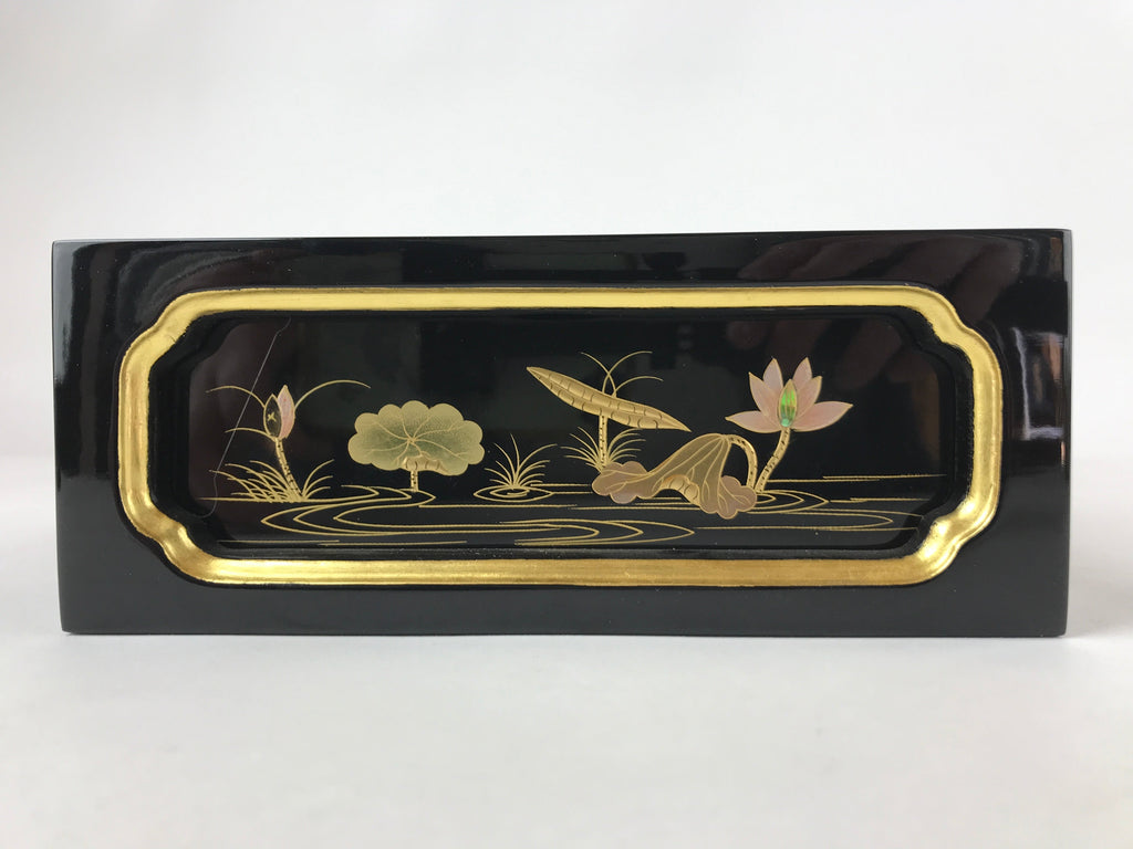 Japanese Buddhist Altar Lacquered Drawer Vtg Gilt Makie Lotus Pond Gold BA232
