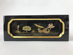 Japanese Buddhist Altar Lacquered Drawer Vtg Gilt Makie Lotus Pond Gold BA232