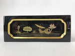 Japanese Buddhist Altar Lacquered Drawer Vtg Gilt Makie Lotus Pond Gold BA232