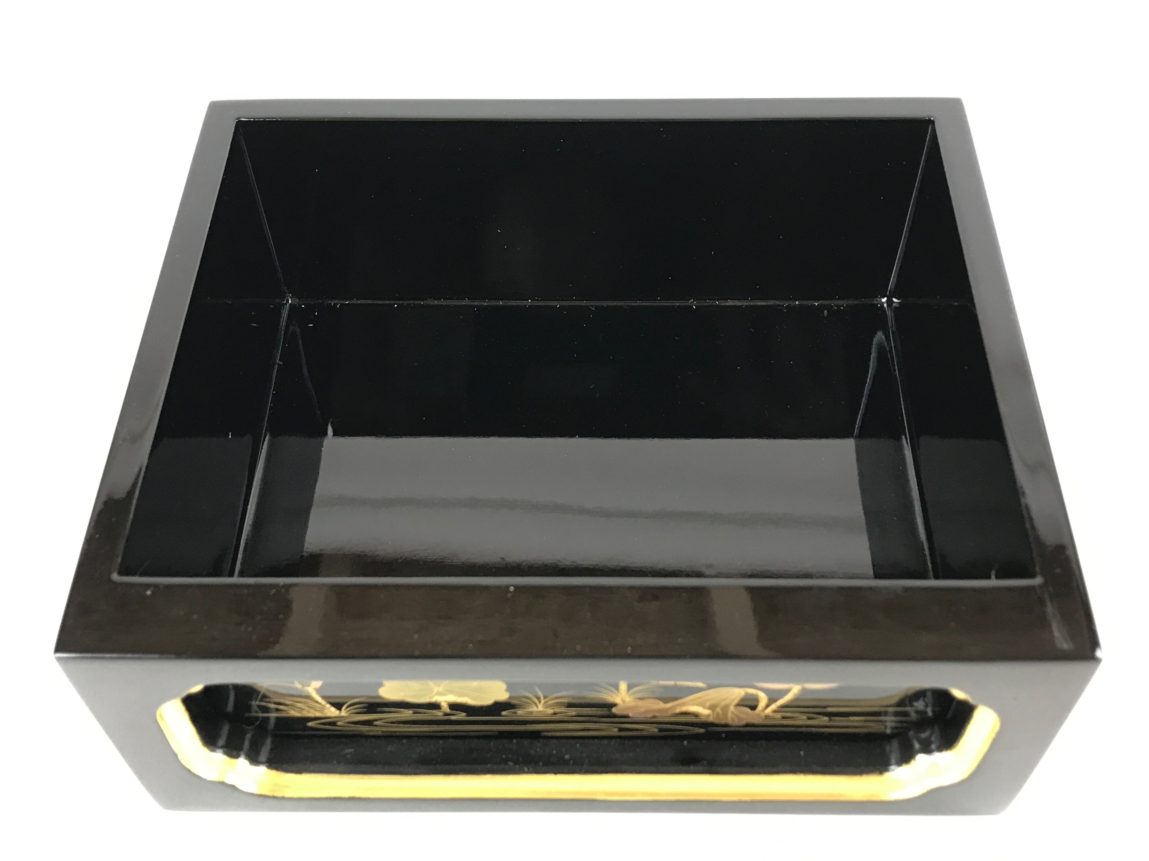 Japanese Buddhist Altar Lacquered Drawer Vtg Gilt Makie Lotus Pond Gold BA232