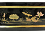 Japanese Buddhist Altar Lacquered Drawer Vtg Gilt Makie Lotus Pond Gold BA232