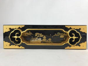 Japanese Buddhist Altar Lacquered Drawer Vtg Gilt Makie Scenery Raden Gold BA229