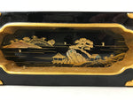 Japanese Buddhist Altar Lacquered Drawer Vtg Gilt Makie Scenery Raden Gold BA230