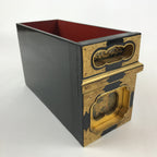 Japanese Buddhist Altar Lacquered Drawer Vtg Gilt Makie Shishi Lion Gold BA131