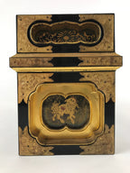 Japanese Buddhist Altar Lacquered Drawer Vtg Gilt Makie Shishi Lion Gold BA132