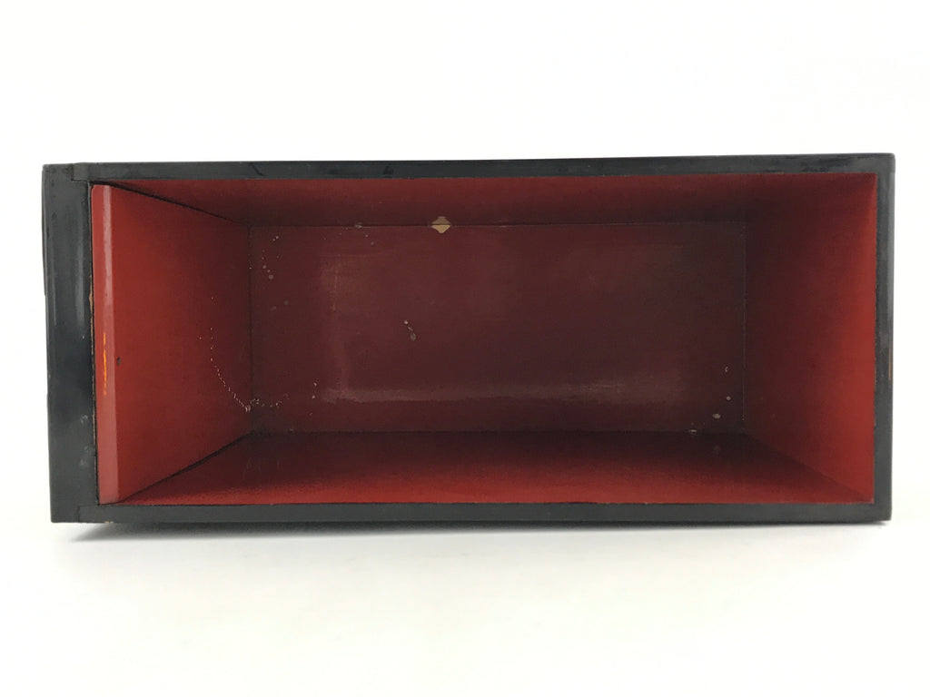 Japanese Buddhist Altar Lacquered Drawer Vtg Gilt Makie Shishi Lion Gold BA132