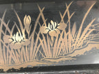 Japanese Buddhist Altar Lacquered Drawer Vtg Gold Makie Iris Carnation BA501