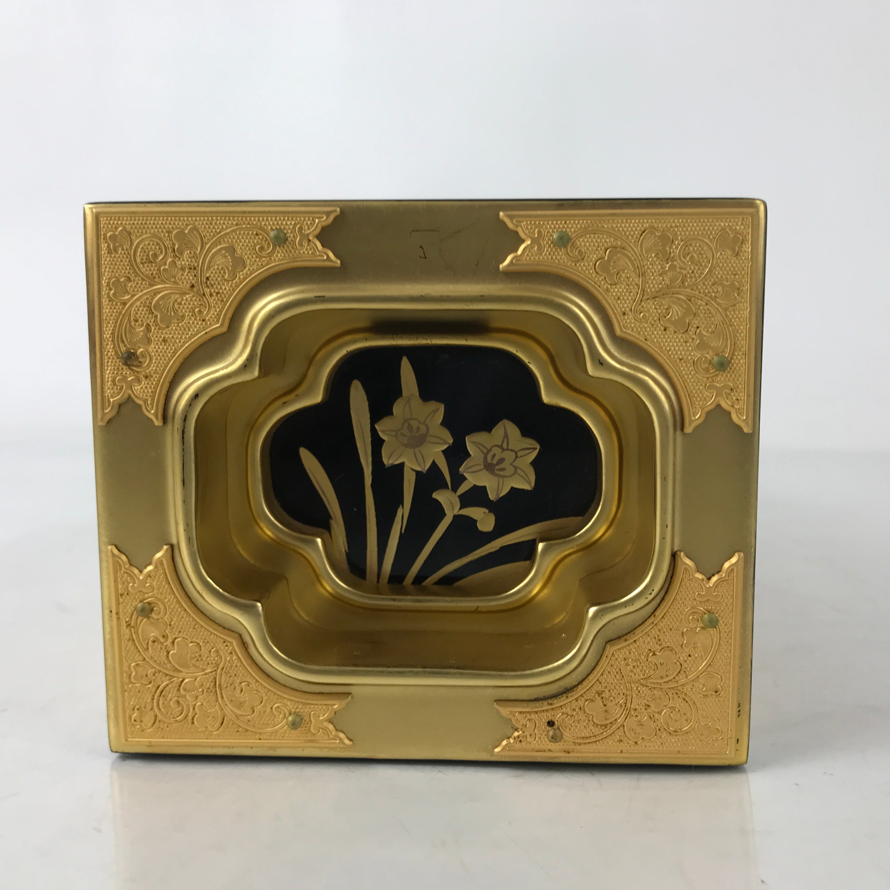 Japanese Buddhist Altar Lacquered Drawer Vtg Gold Makie Kikyo Bellflower BA574