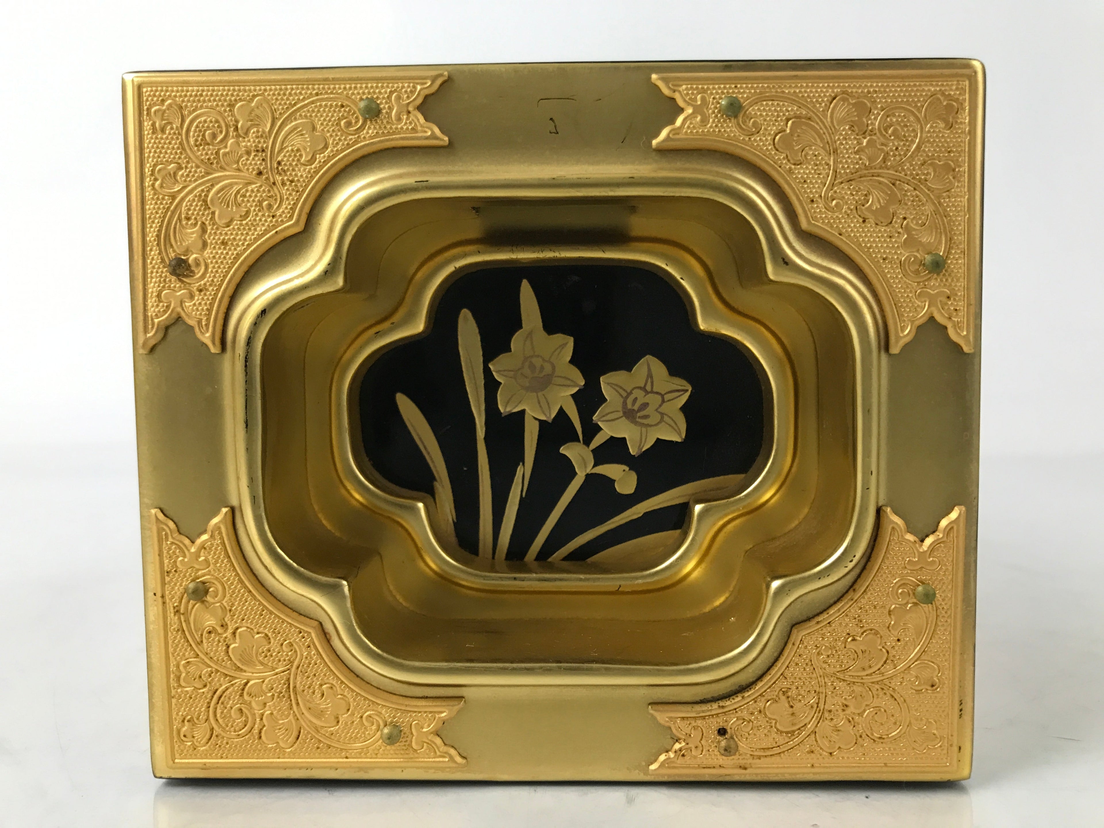 Japanese Buddhist Altar Lacquered Drawer Vtg Gold Makie Kikyo Bellflower BA574