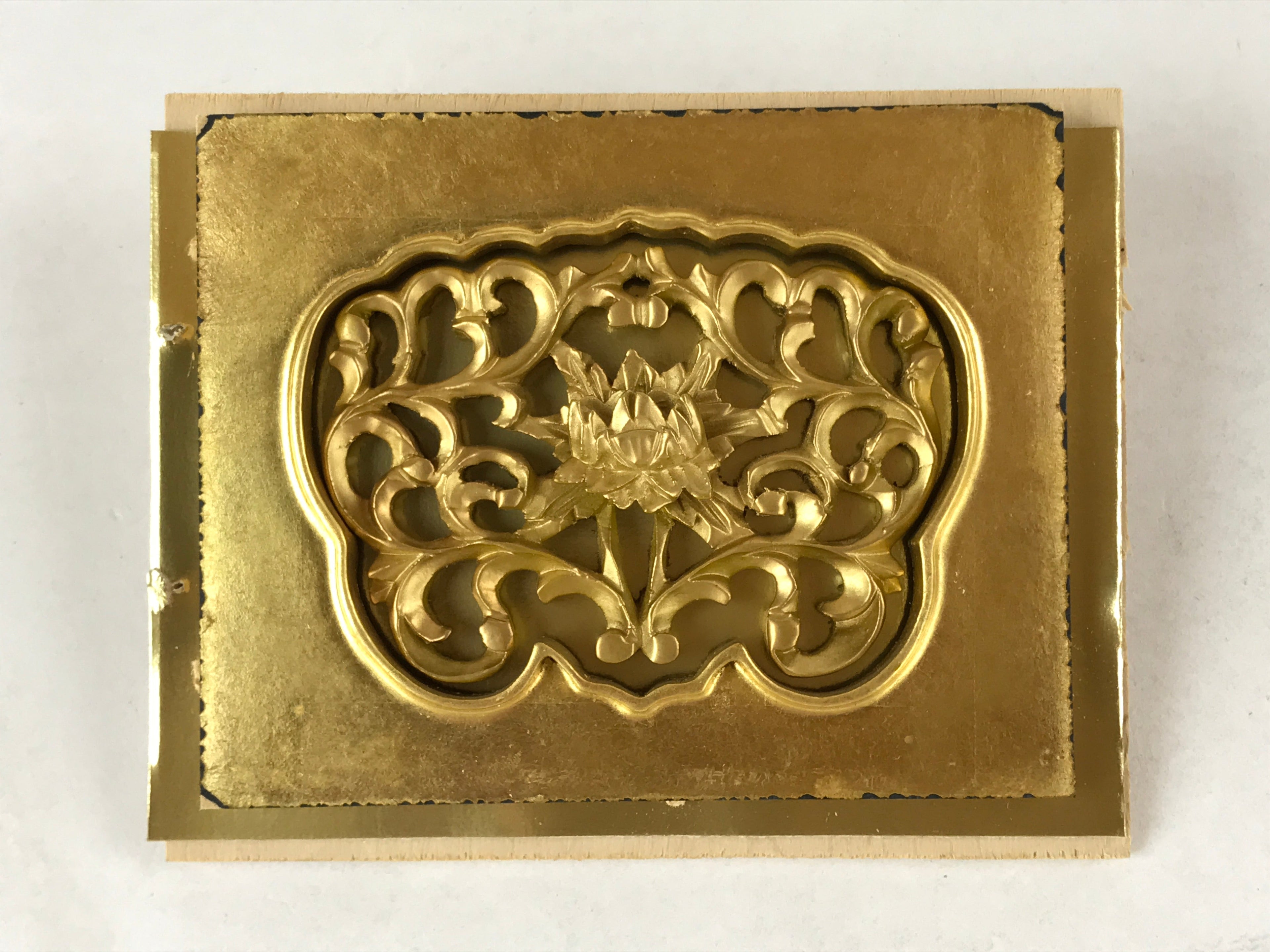 Japanese Buddhist Altar Lacquered Part Vtg Gilt Carved Wood Peony Gold BA263