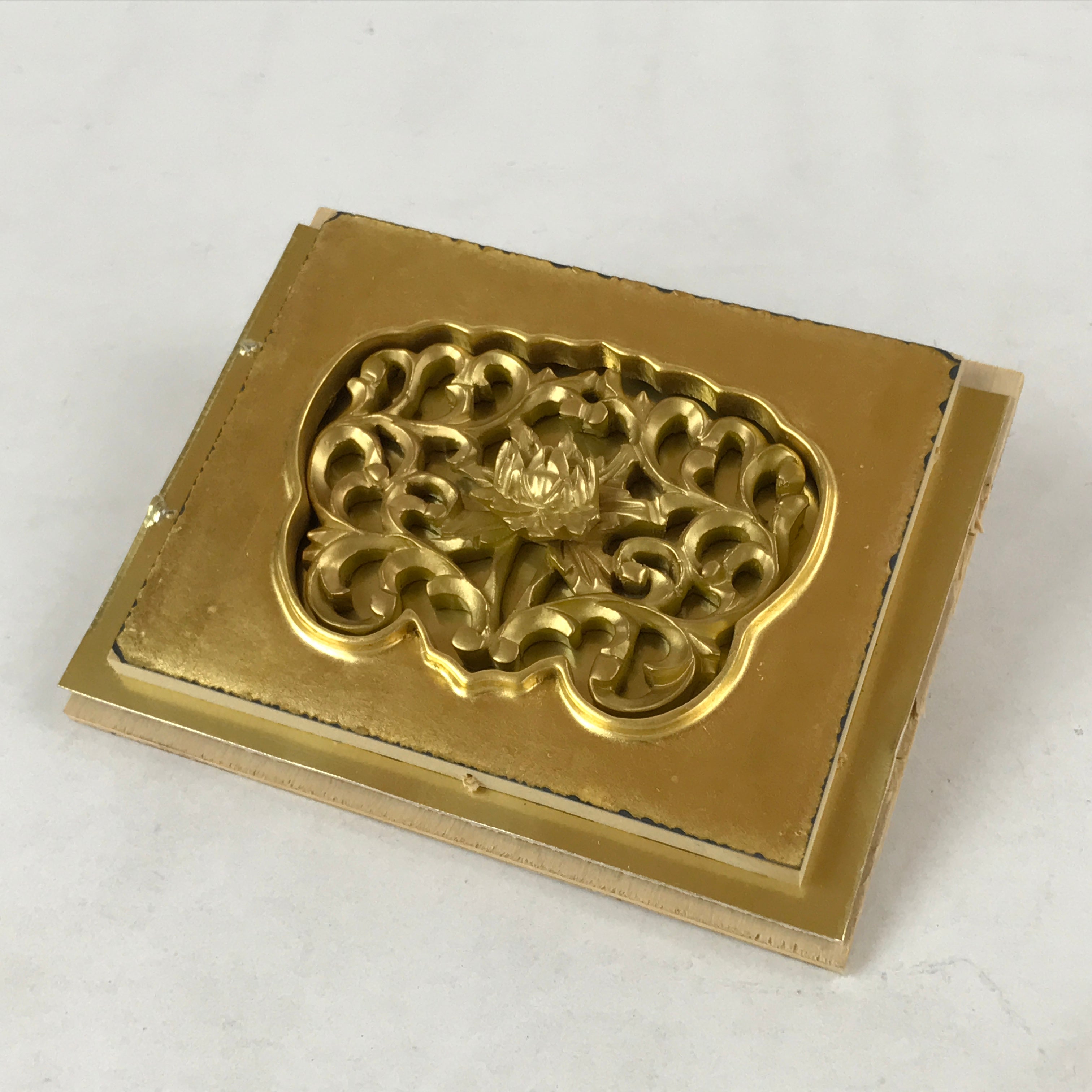 Japanese Buddhist Altar Lacquered Part Vtg Gilt Carved Wood Peony Gold BA263